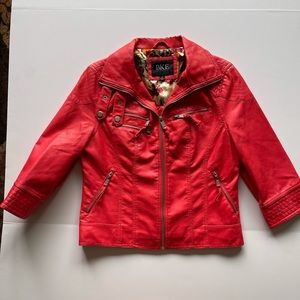 BKE Faux Leather Orange Moto Jacket